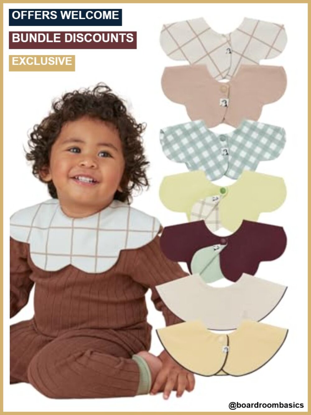 360 Rotating Drool Bib Set Soft Absorbent Toddler Boys Girls